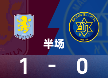 欧联半场：马特森破门，大马丁献神扑，维拉1-0特拉维夫马卡比